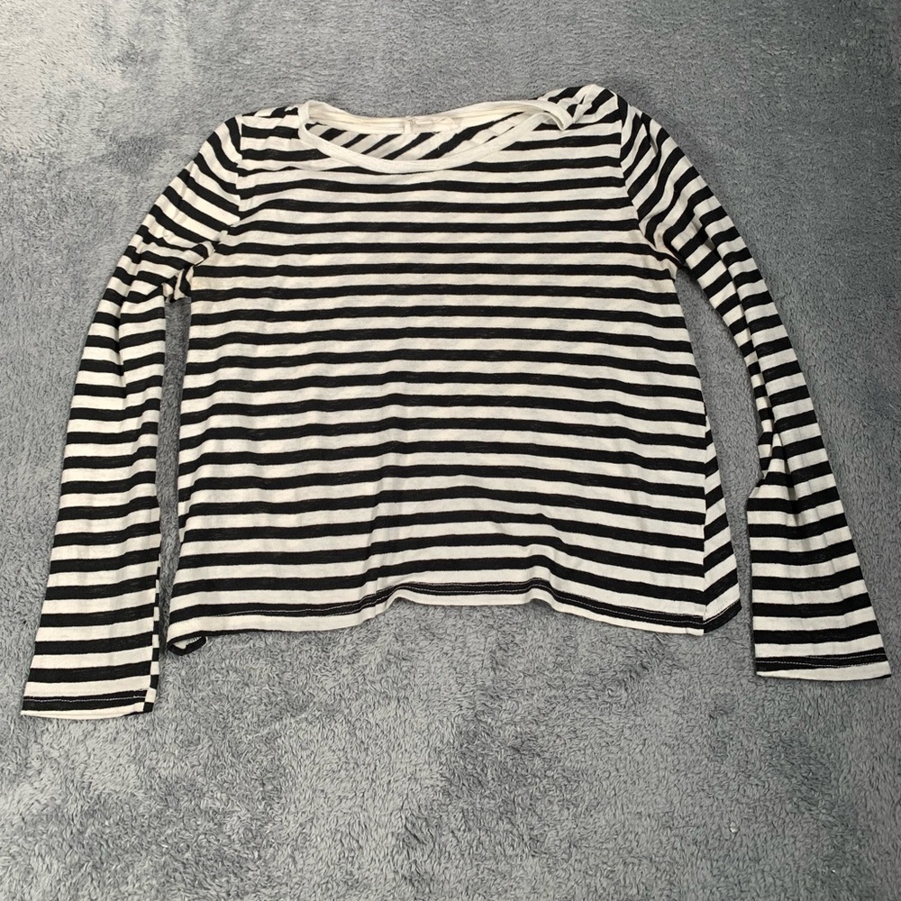 Korye Black and White Striped Long Sleeve Top small